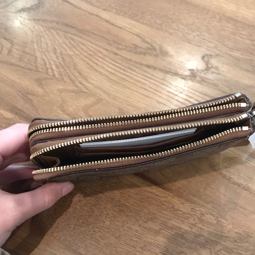Coach Double Zipper Signature Wristlet - Picture 3 of 5